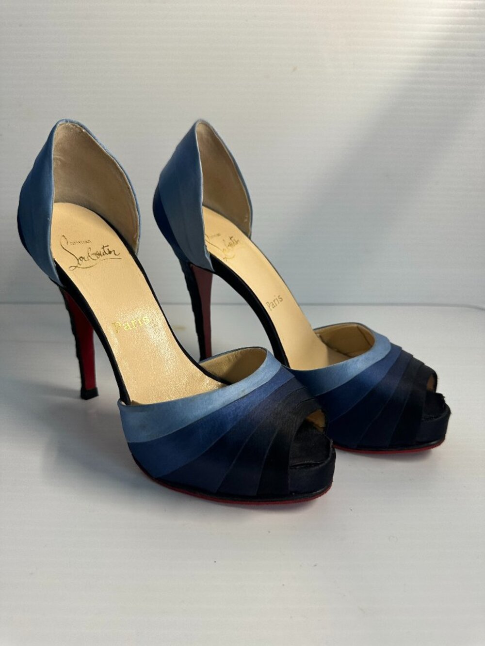 Christian Louboutin Blue Ombre Satin Heels